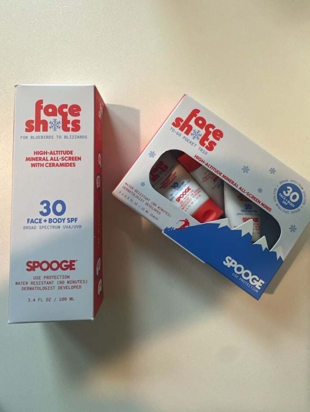 Spooge Face Shots SPF 30 Mineral Sunscreen Bundle (Full Size & Pocket Trio)